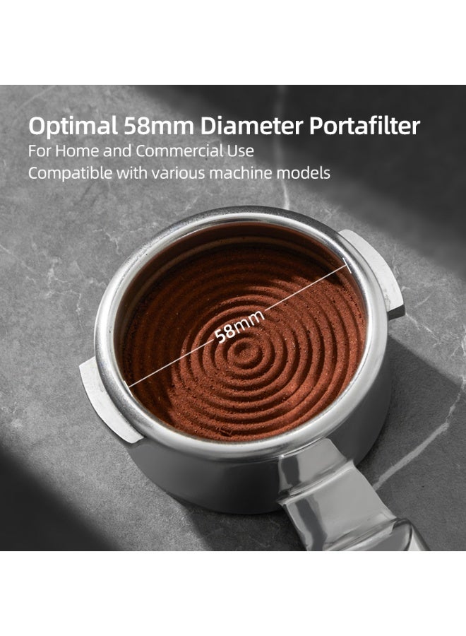 zeroHero 58mm Double Spout Portafilter - SUS304 Stainless Steel with Walnut Handle - Image 2